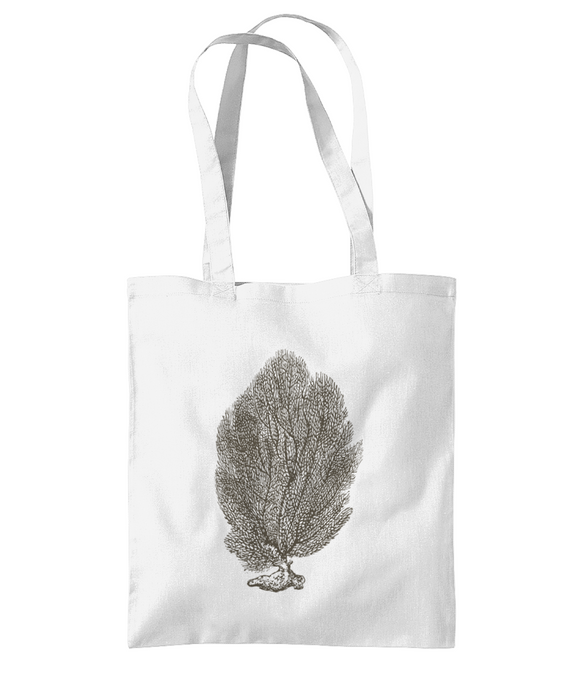 Tote Bag – Sea Fan Coral – Charcoal Brown on White