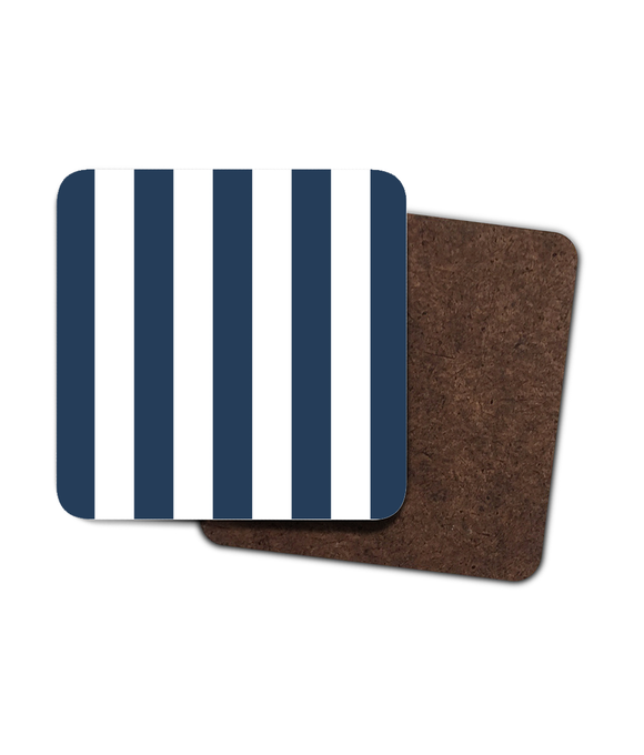 Coasters – Set of 4 – French Navy Blue & White Stripe