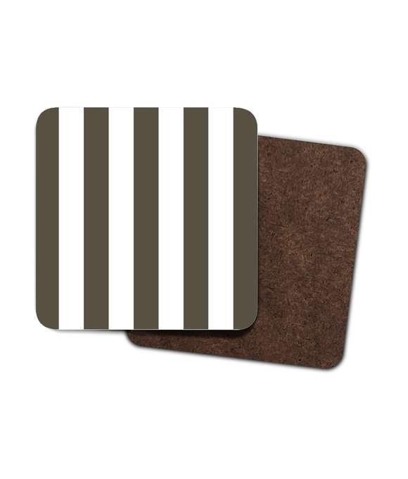 Coasters – Set of 4 – Charcoal Brown & White Stripe