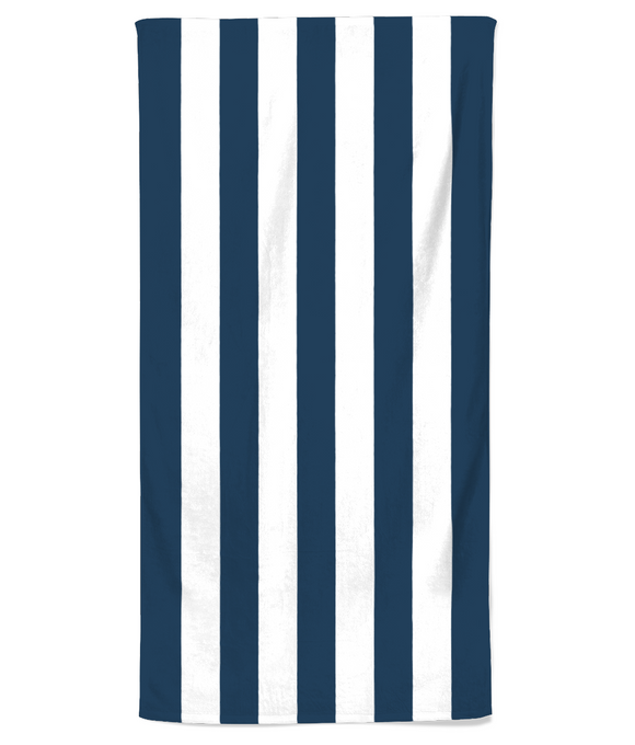 Beach Towel – French Navy Blue & White Stripe