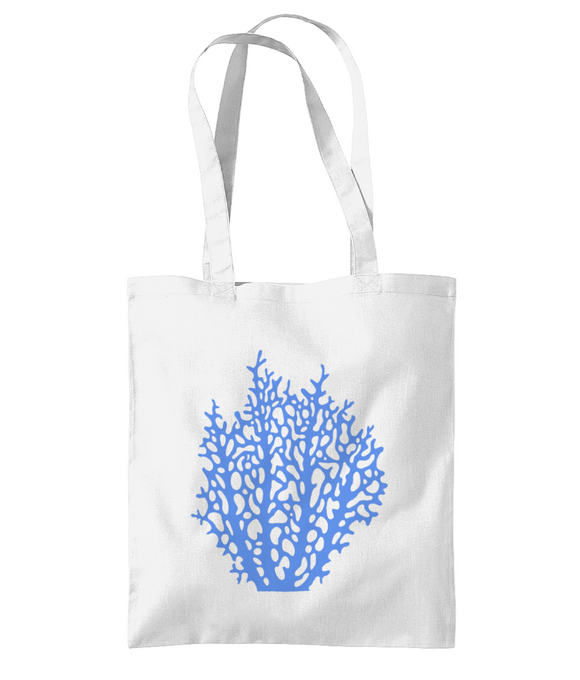 Tote Bag – Fiji Coral – Cornflower Blue on White
