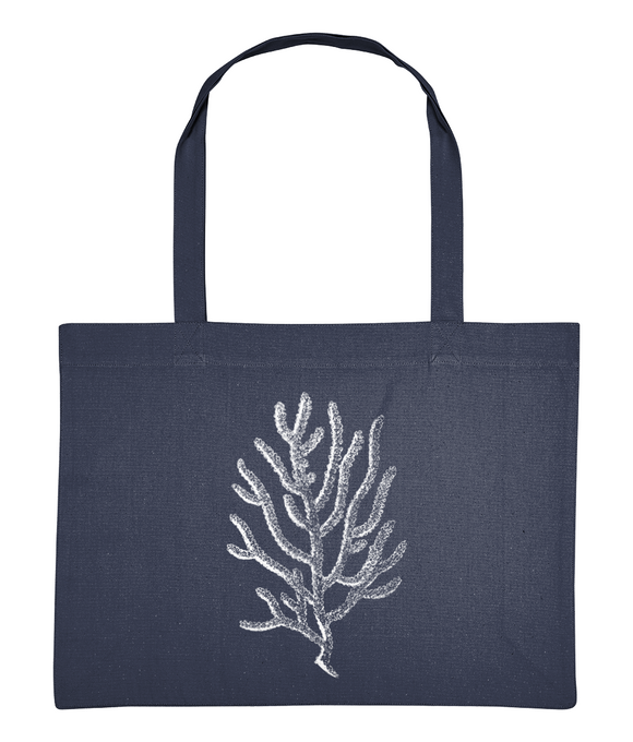 Beach / Shopper Bag – Branch Coral – White on Midnight Blue