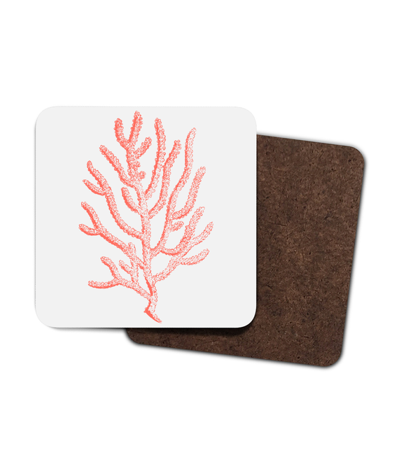 Coasters – Set of 4 – Branch Coral - Coral on Warm White