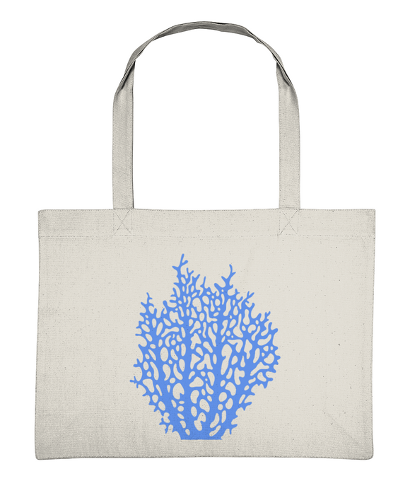 Beach / Shopper Bag – Fiji Coral – Cornflower Blue on Natural Cream