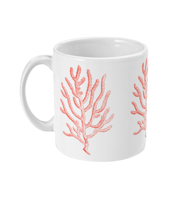 Ceramic Mug - 310ml | 11oz – Branch Coral – Coral on White