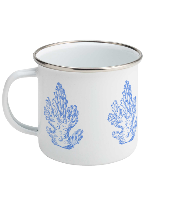 Enamel Mug - 310ml | 11oz – Pillar Coral – Cornflower Blue on White