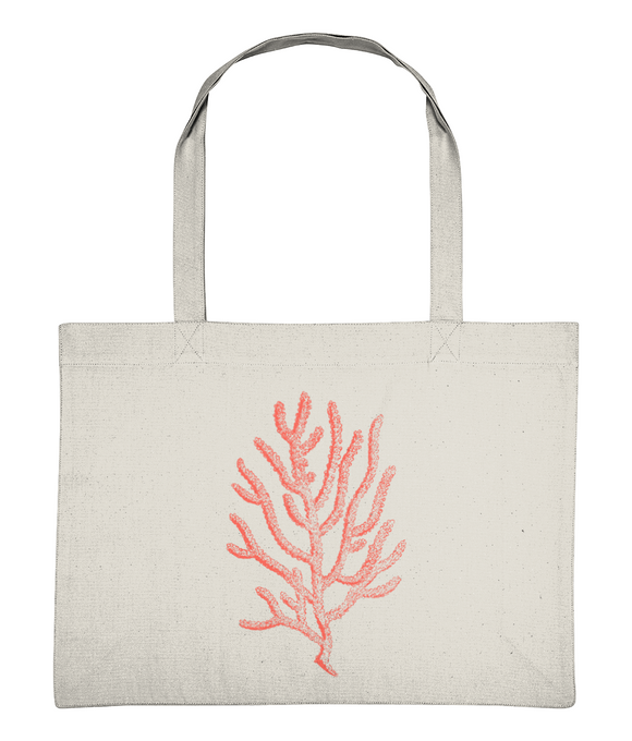 Beach / Shopper Bag – Branch Coral – Coral on Natural Cream