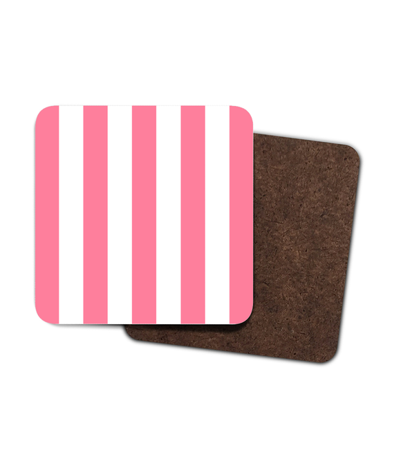 Coasters – Set of 4 – Watermelon Pink & White Stripe