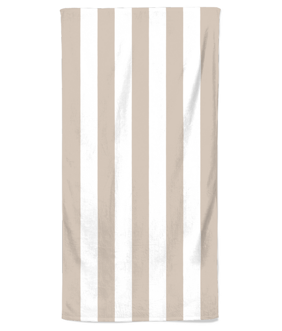 Beach Towel - Taupe & White Stripe