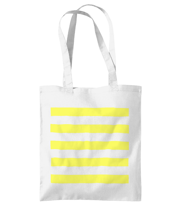 Tote Bag - White with Lemon Yellow Stripe