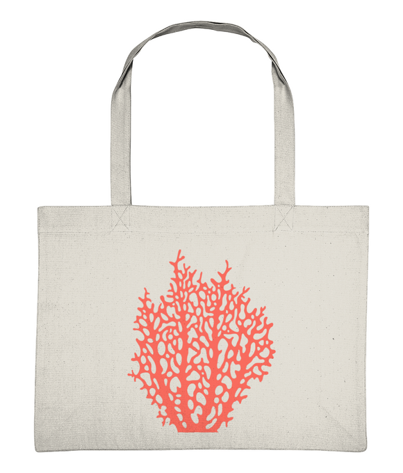 Beach / Shopper Bag – Fiji Coral – Coral on Natural Cream