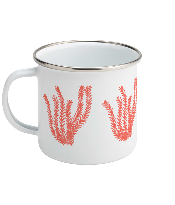 Enamel Mug - 310ml | 11oz – Seagrass - Coral on White