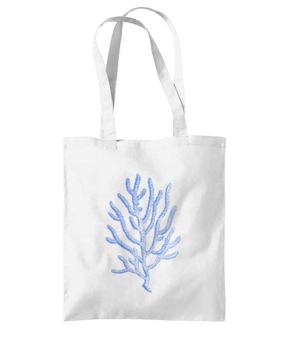 Tote Bag – Branch Coral – Cornflower Blue on White