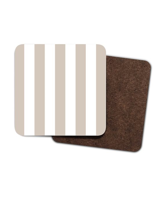 Coasters – Set of 4 - Taupe & White Stripe