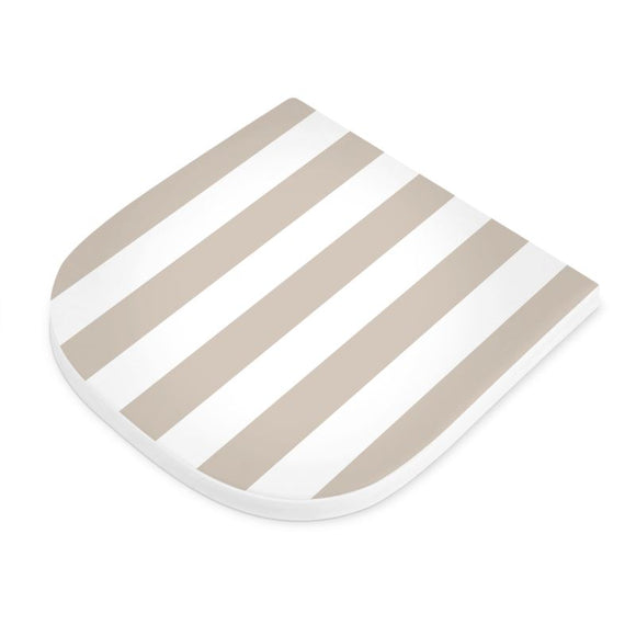 Seat Pad - Taupe & Warm White Stripe