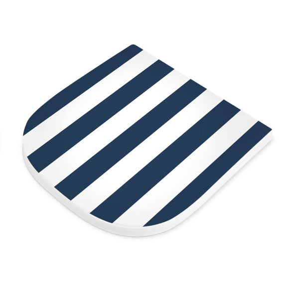 Seat Pad - French Navy Blue & Warm White Stripe