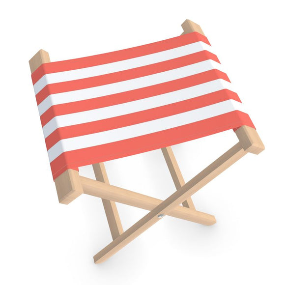 Folding Stool - Coral & Warm White Stripe