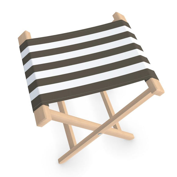 Folding Stool - Charcoal Brown & Warm White Stripe