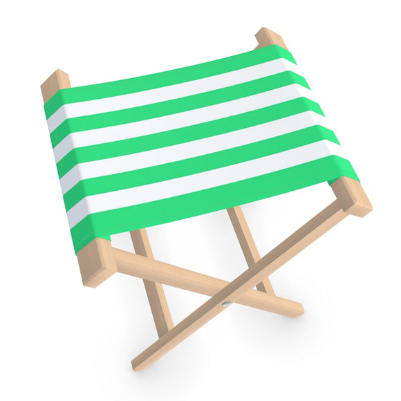 Folding Stool - Aqua Green & Warm White Stripe
