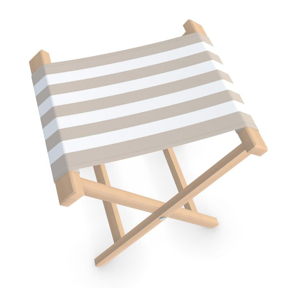 Folding Stool - Taupe & Warm White Stripe