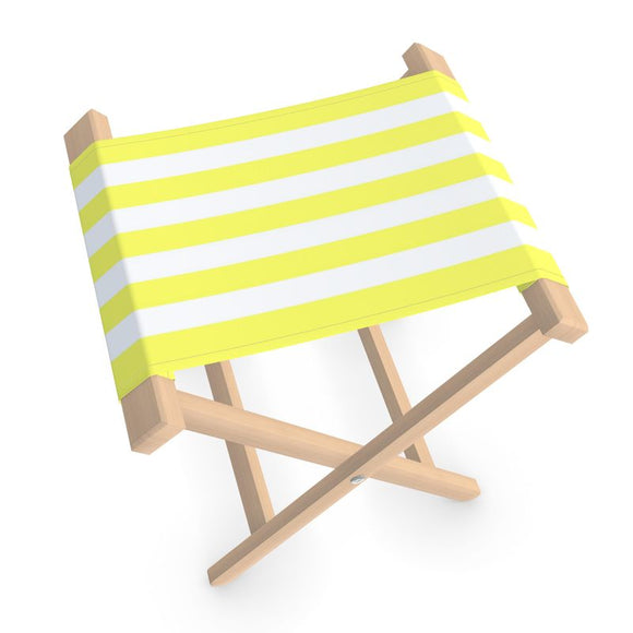 Folding Stool - Lemon Yellow & Warm White Stripe