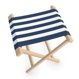 Folding Stool - French Navy Blue & Warm White Stripe