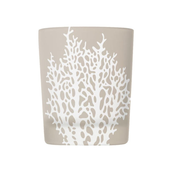 Votives - Set of 3 - Coral Designs - White on Taupe