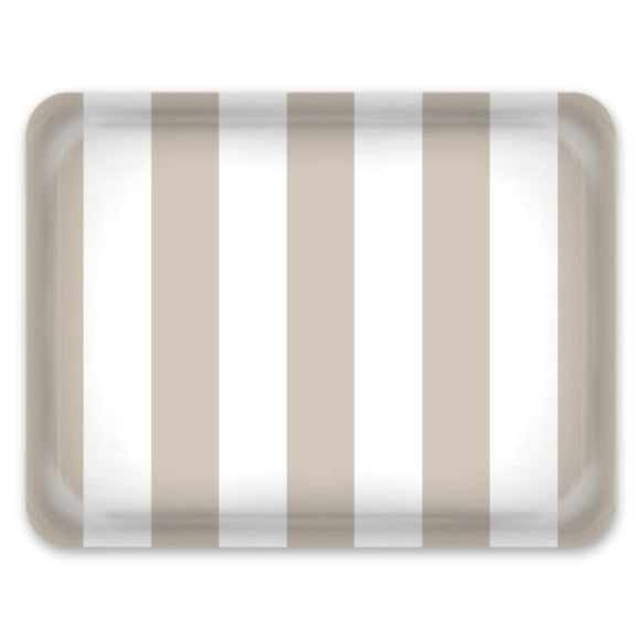 Tray - Large - Taupe & White Stripe