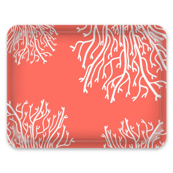 Tray - Large - Abstract Coral - White on Coral