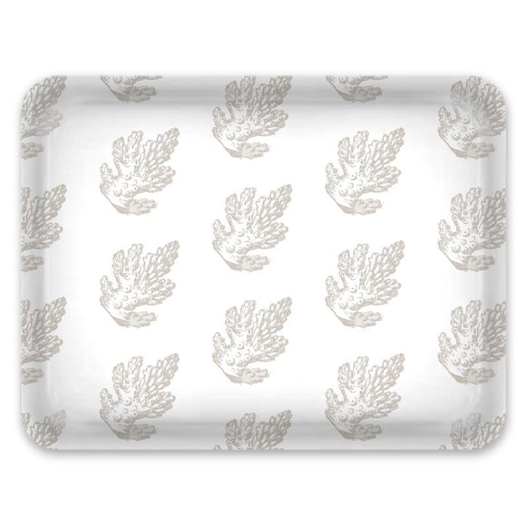 Tray - Large - Pillar Coral Pattern - Taupe on White