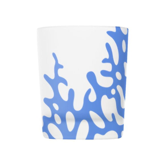 Votives - Set of 3 - Abstract coral design - Cornflower Blue & Taupe and White