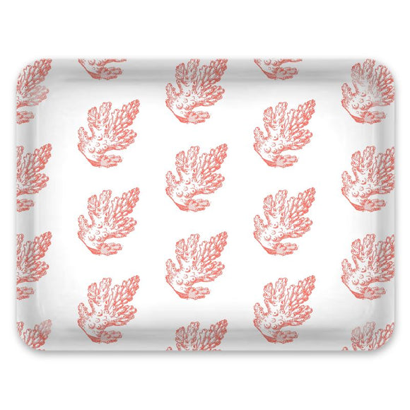 Tray - Large - Pillar Coral Pattern - Coral on White