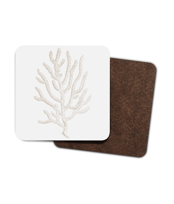 Coasters – Set of 4 - Branch Coral - Taupe on Warm White