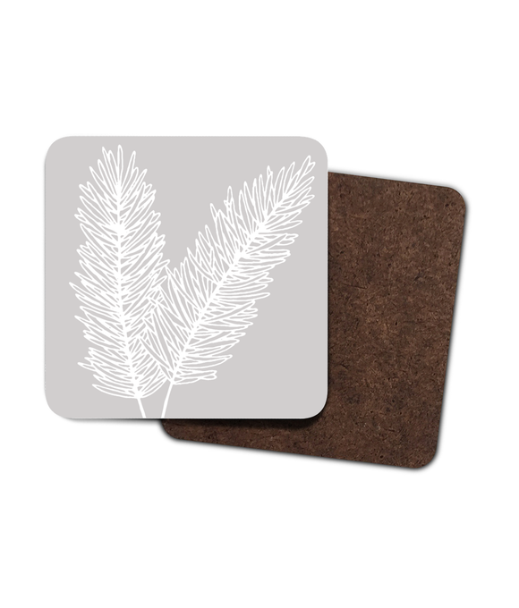 Coasters – Set of 4 – Spruce – White on Grey