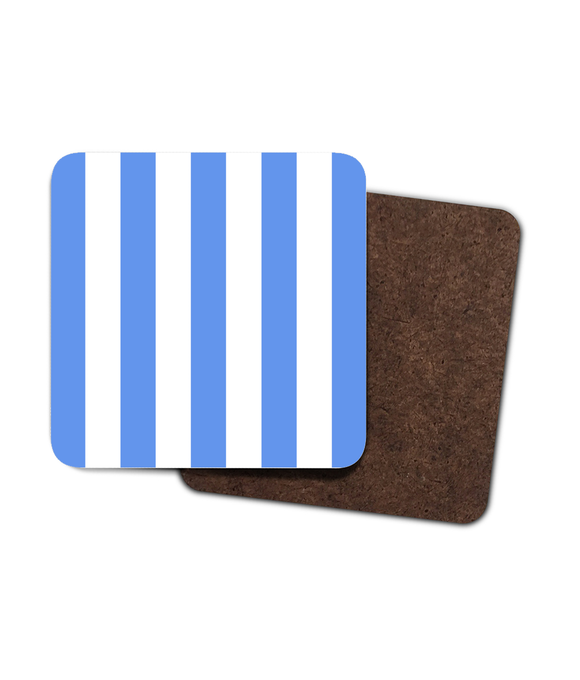 Coasters – Set of 4 – Cornflower Blue & White Stripe