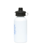 Gym / Sports Water Bottle - 400ml – Aluminium – Branch Coral – Cornflower Blue on White