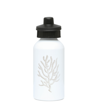Gym / Sports Water Bottle - 400ml – Aluminium – Branch Coral – Taupe on White