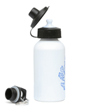 Gym / Sports Water Bottle - 400ml – Aluminium – Pillar Coral – Cornflower Blue on White