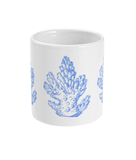 Ceramic Mug - 310ml | 11oz – Pillar Coral – Cornflower Blue on White