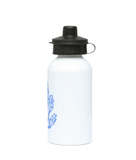 Gym / Sports Water Bottle - 400ml – Aluminium – Pillar Coral – Cornflower Blue on White