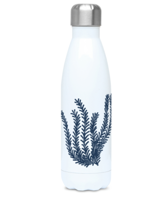 Thermal Drinks Bottle – 500ml – Stainless Steel - Seagrass – French Navy Blue on White