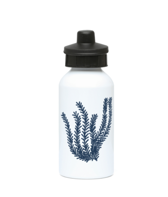 Gym / Sports Water Bottle - 400ml – Aluminium – Seagrass – French Navy Blue on White