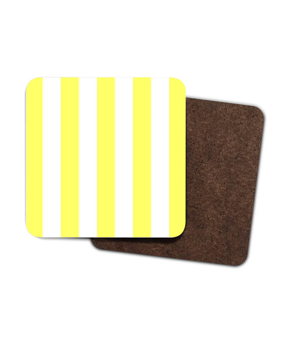 Coasters – Set of 4 – Lemon Yellow & White Stripe
