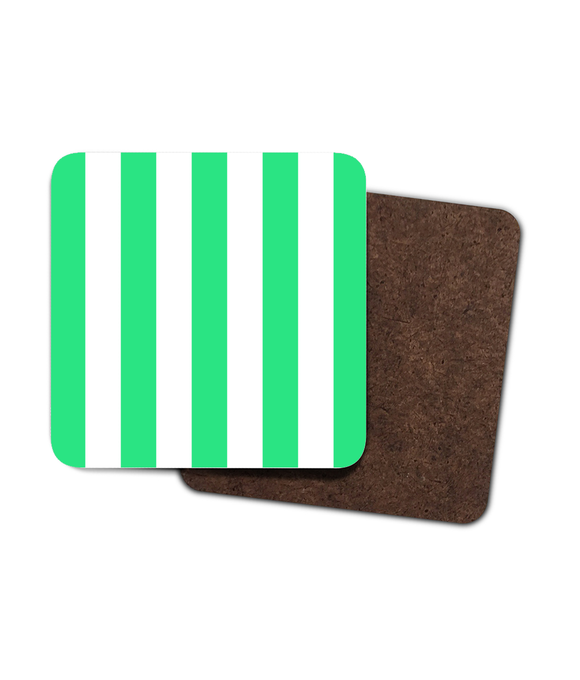 Coasters – Set of 4 – Aqua Green & White Stripe