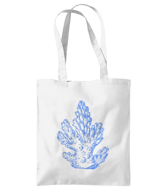 Tote Bag – Pillar Coral – Cornflower Blue on White