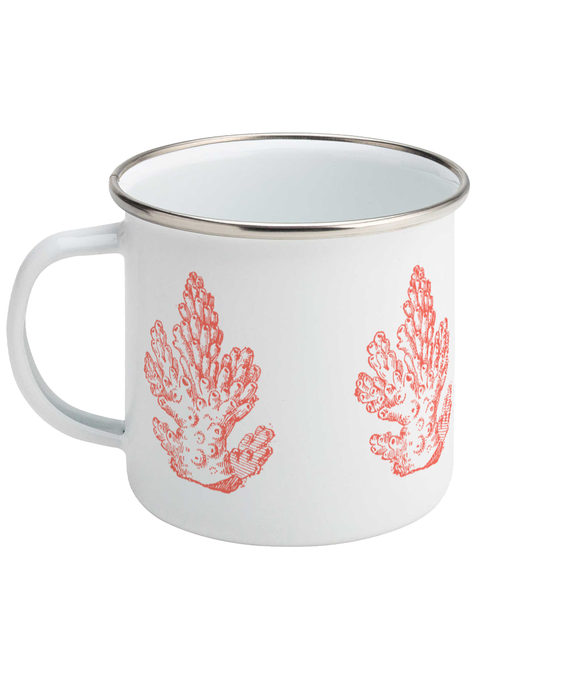 Enamel Mug - 310ml | 11oz – Pillar Coral - Coral on White