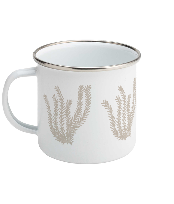 Enamel Mug - 310ml | 11oz – Seagrass - Taupe on White