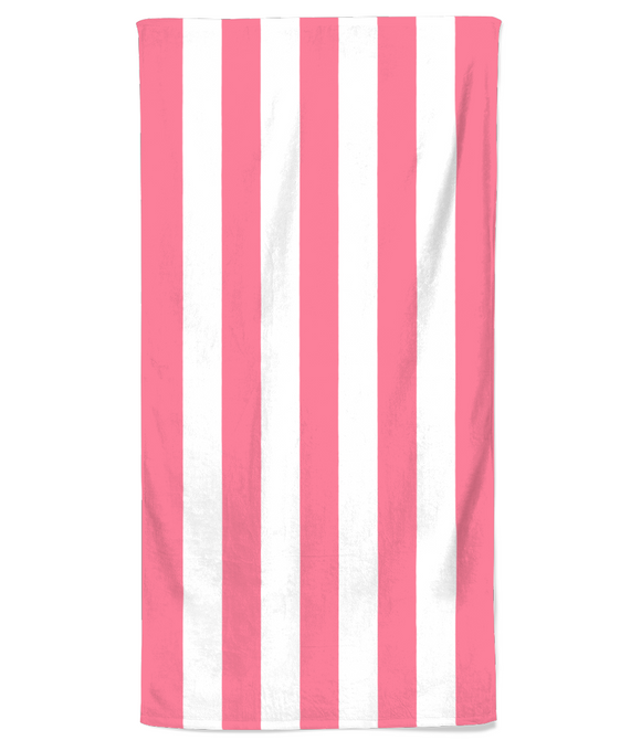 Beach Towel – Watermelon Pink & White Stripe