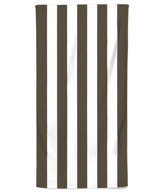 Beach Towel – Charcoal Brown & White Stripe