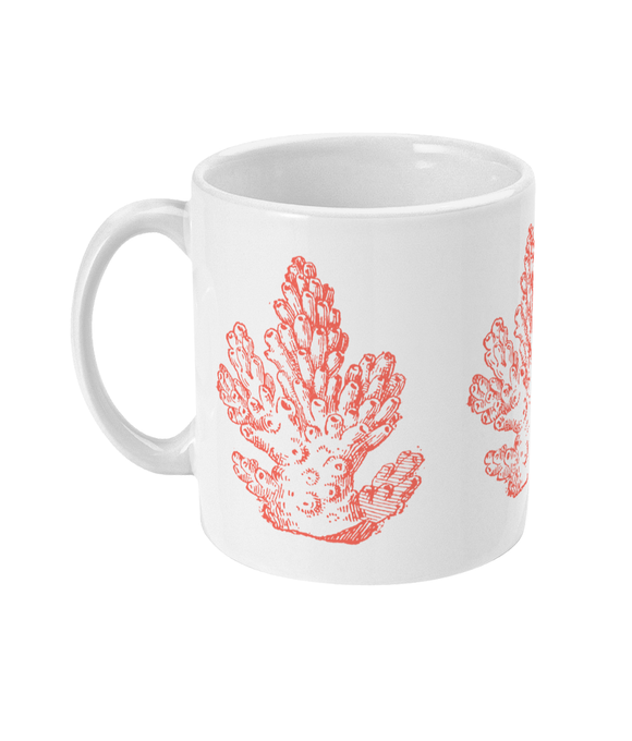 Ceramic Mug - 310ml | 11oz – Pillar Coral – Coral on White